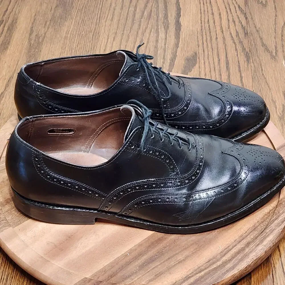 Allen Edmonds Chester Dress Shoes Mens Size 9.5 D Black Leather Wingtip Oxford